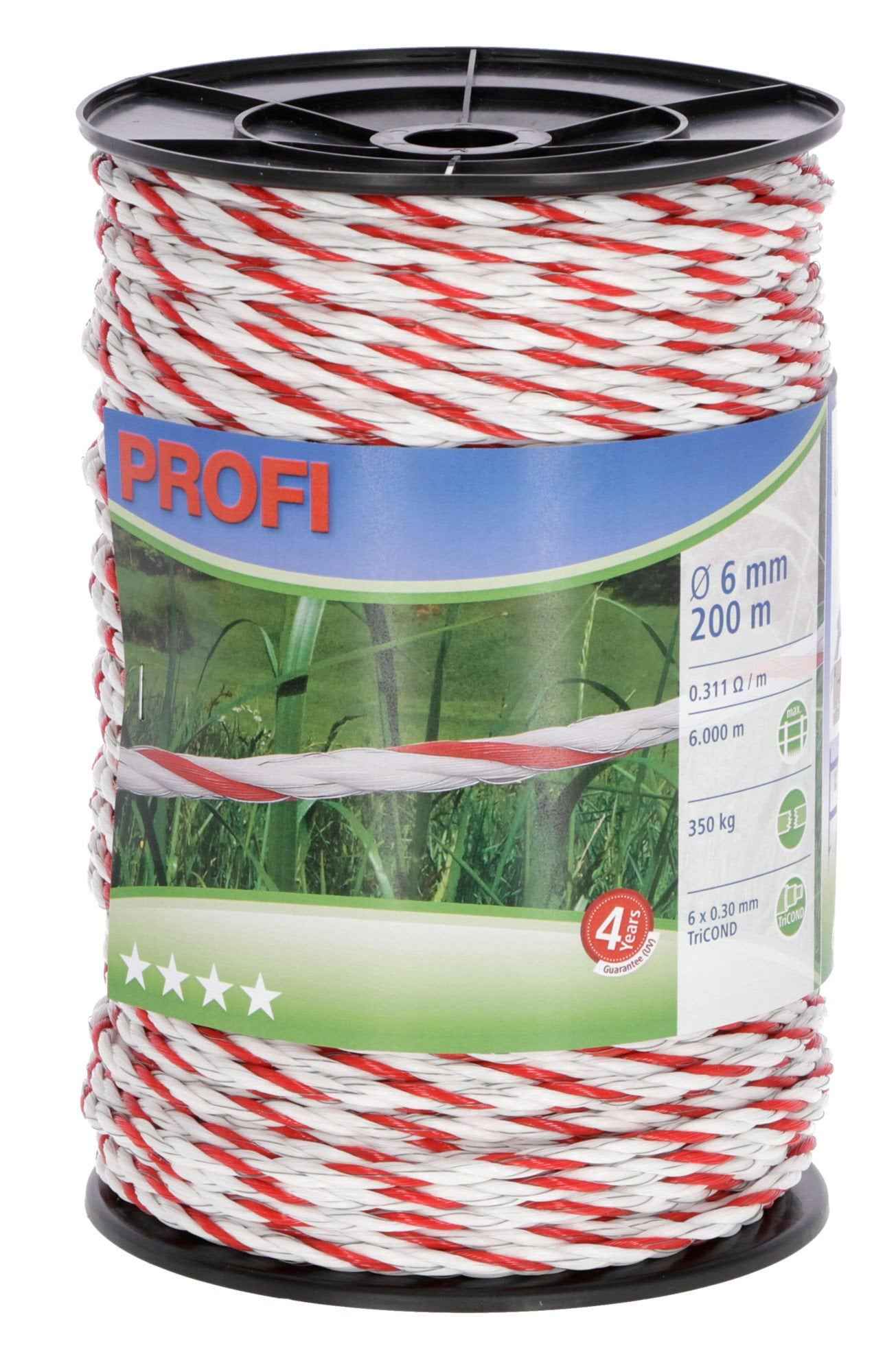 Linka PROFI 200 m, 6 mm, 6 x 0,30 mm biało-czerwona